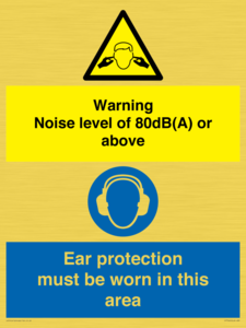 Warning Noise level of 80dB(A) or above. Ear protection must be worn in this area